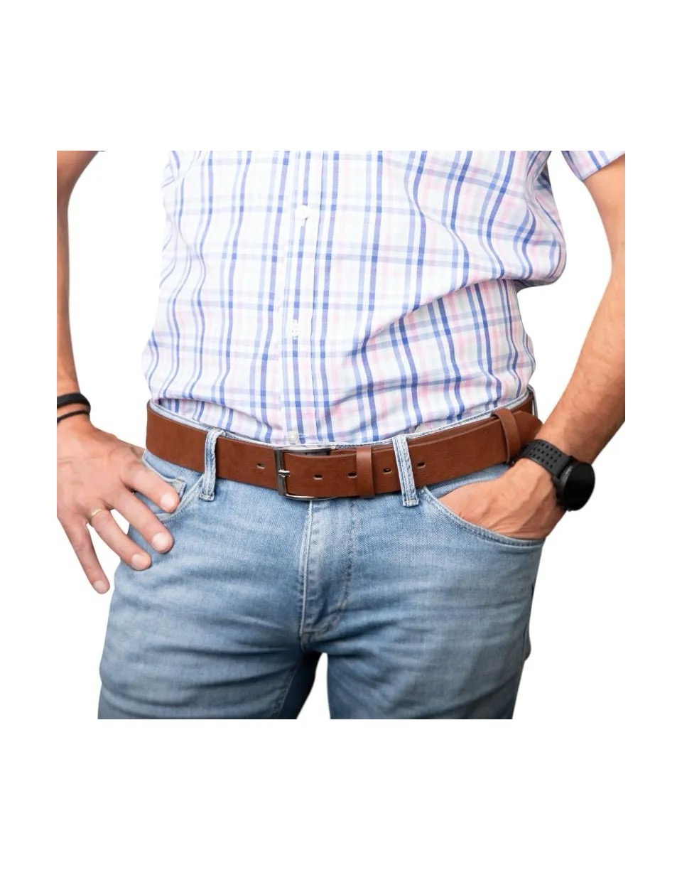 VE-Lifestyle Gürtel Theo Jeans Nuss Silber Hellbraun